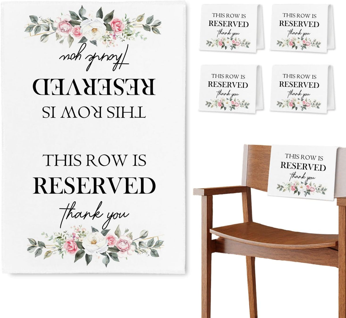 Reserved Seating Chair Signs, This Row Is Reserved Pew Cloths Seating Placeholder for Church Pews