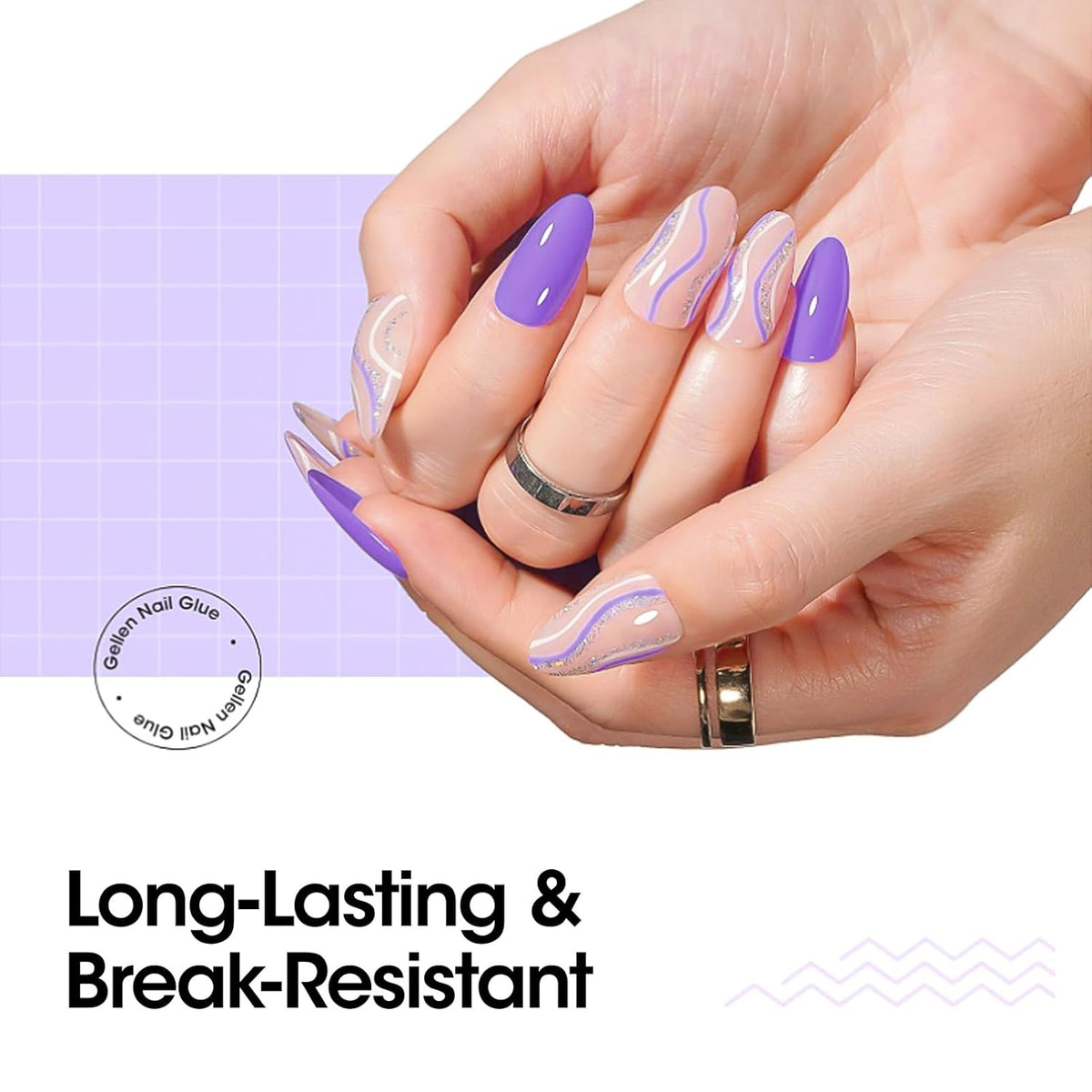 Gellen 2 Pcs Gel Nail Glue for Nail Tips, 4 in 1 UV Extension Glue for Acrylic Tips & Clear Press