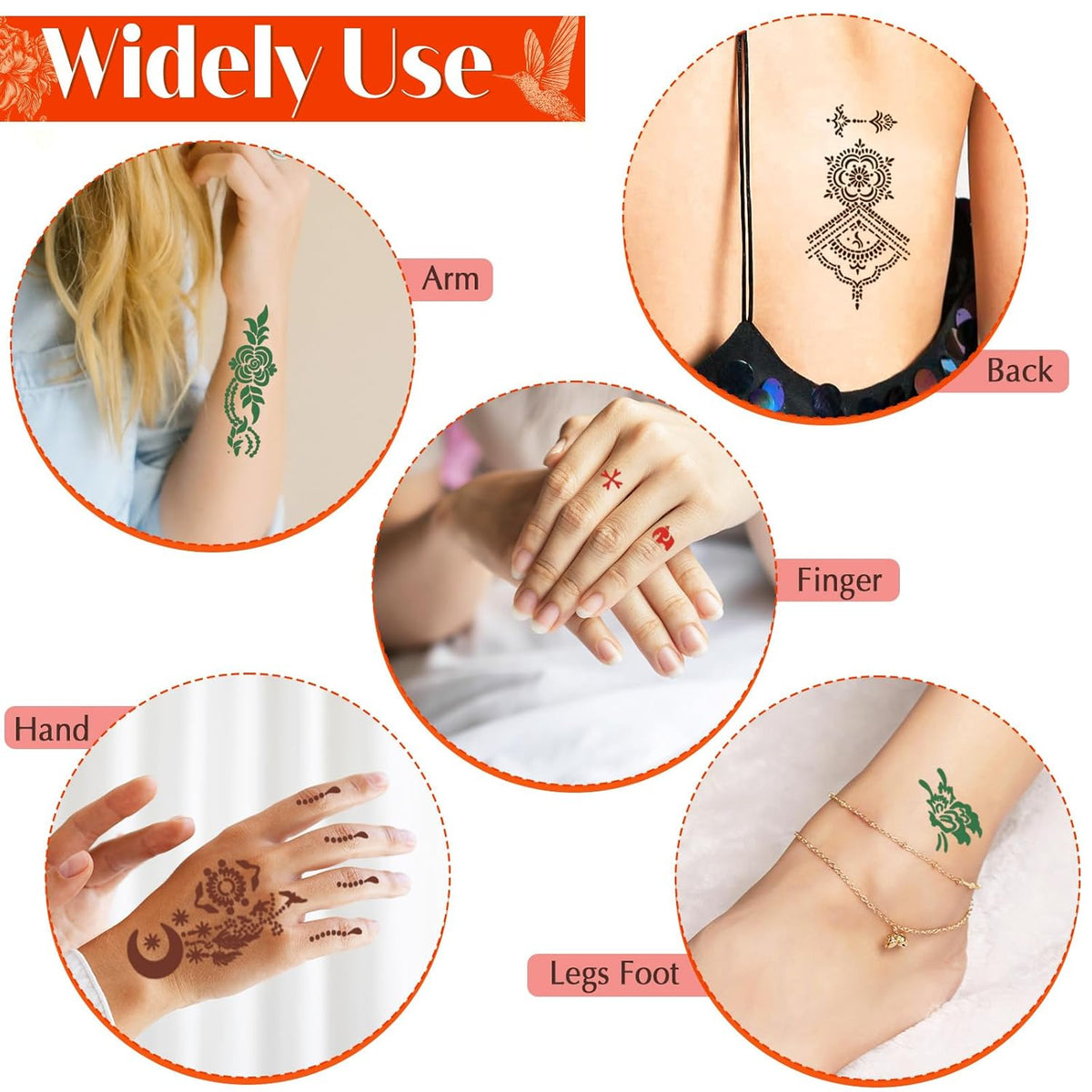 Temporary Tattoos Stencils Kit,Temporary Tattoos Kit - 8 Pcs 4 Color(Brown,Black,Cherry red,Green)