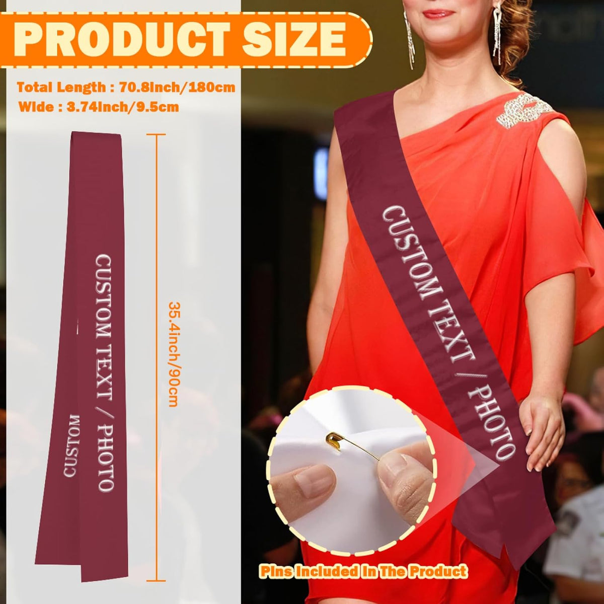 Custom Sash,Personalized Birthday Sash with Text Photo,Customized Bachelorette Sash Quote Sash