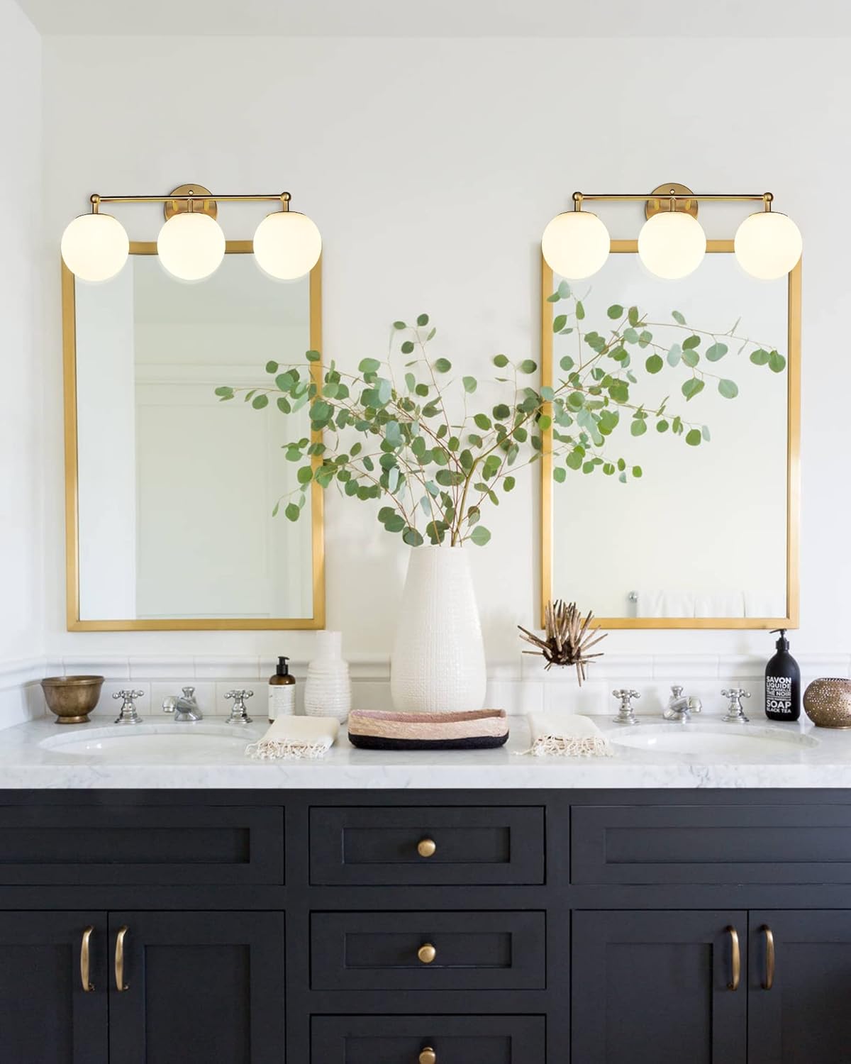 Gold Vanity Light for Bathroom, Modern Bathroom Light Fixtures Over Mirror Brushed Gold Vanity