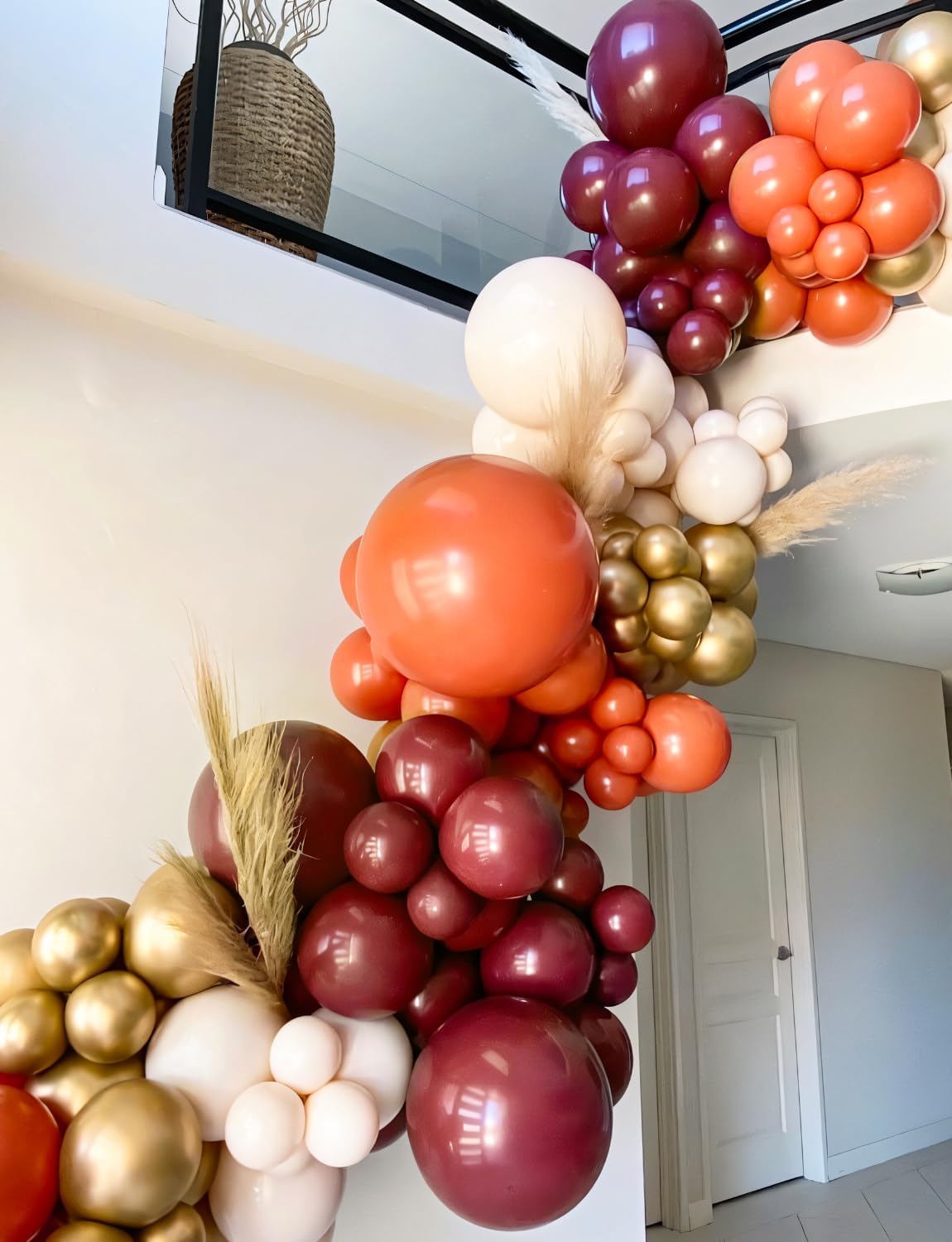 Fall Balloons,12 Inch Thanksgiving Balloons Set Burgundy Orange Metallic Gold Balloon Fall Color