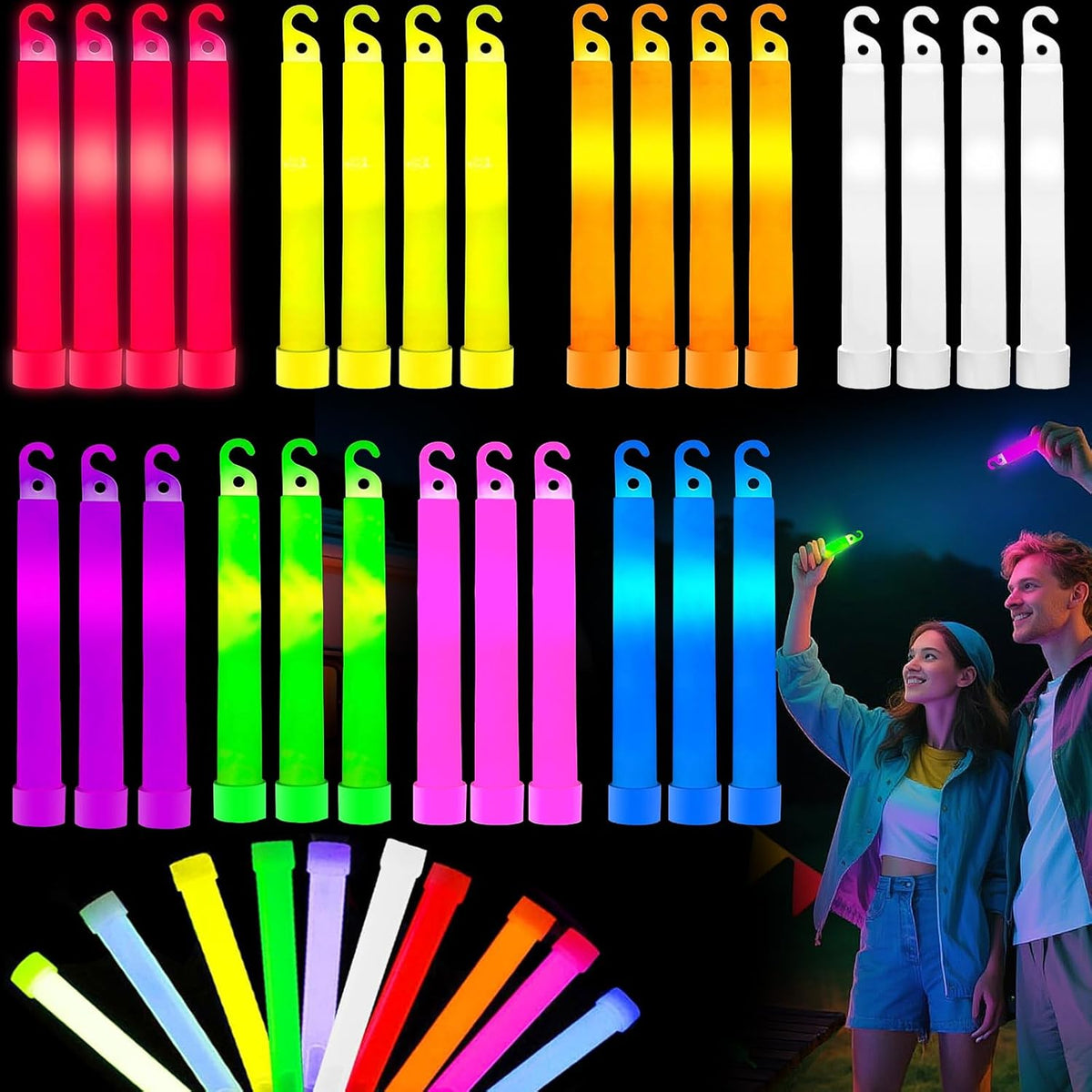 105 Pcs Glow Sticks - 4 inch Glow In the Dark Sticks Halloween Party Favors, Waterproof Glow Sticks