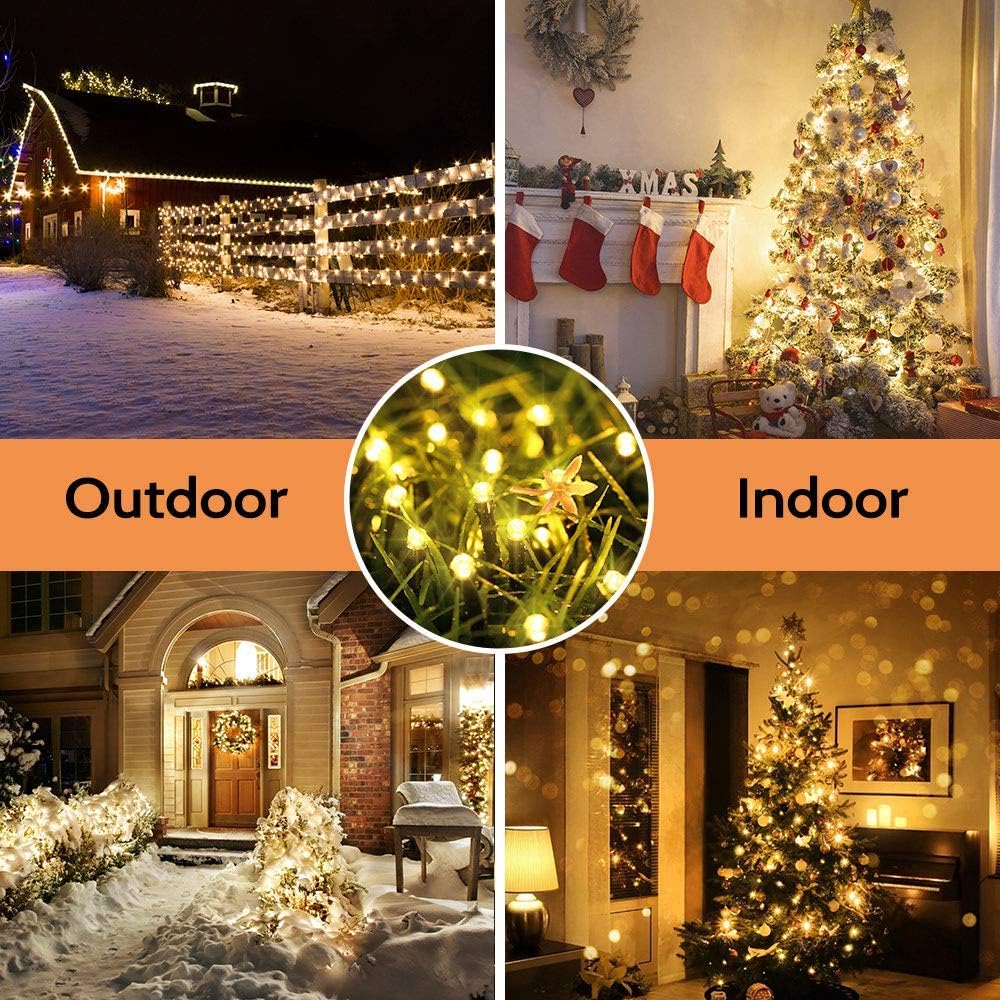 Toodour Solar Christmas Lights Outdoor, 2 Packs Total 144ft 400 LED Solar String Lights with 8