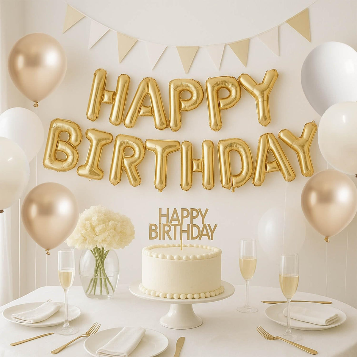 Champagne Gold and Ivory White Balloons Engagement Party Decorations- 34Pcs 12in Metallic Champagne