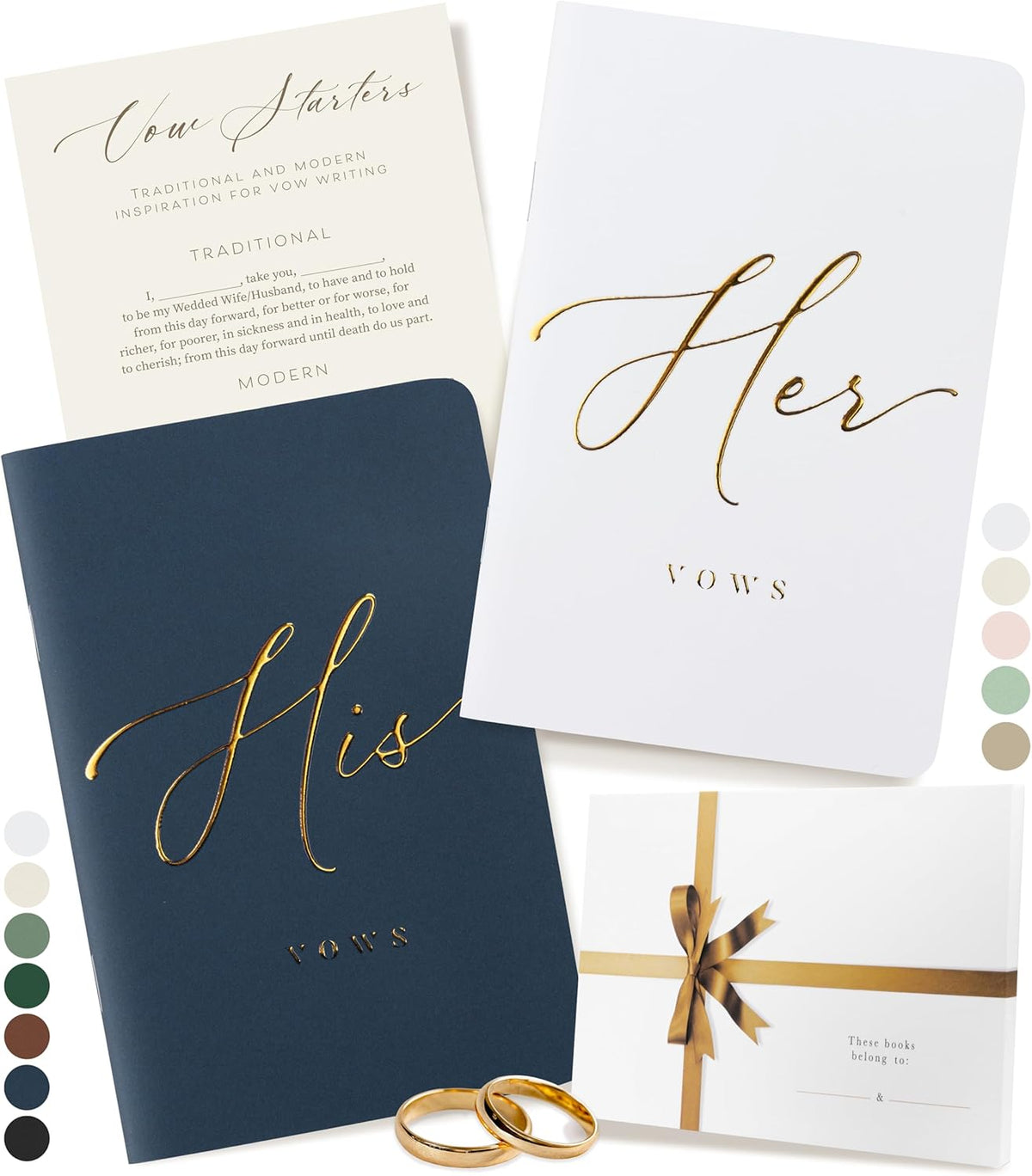 ARTESORI Premium Wedding Vow Book for Her & Him, Soft Touch, Gold Foil, 28 Lined Pages, Wedding Vow