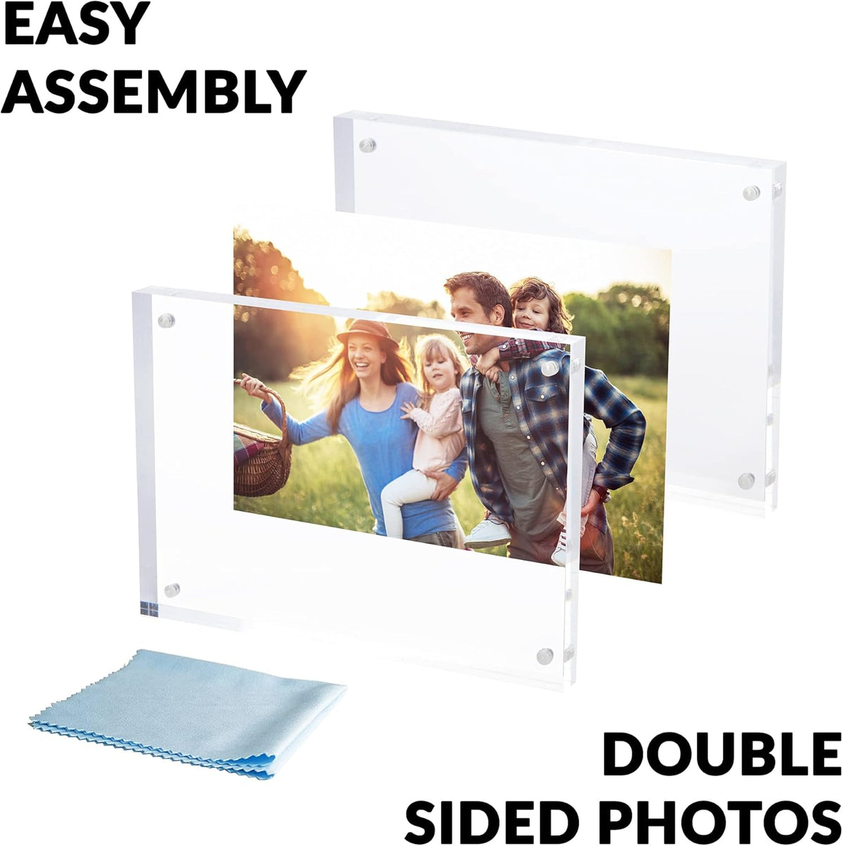 SimbaLux Magnetic Acrylic Picture Photo Frame 5x7 inches (3 Pack), Clear Glass Like, Double Sided