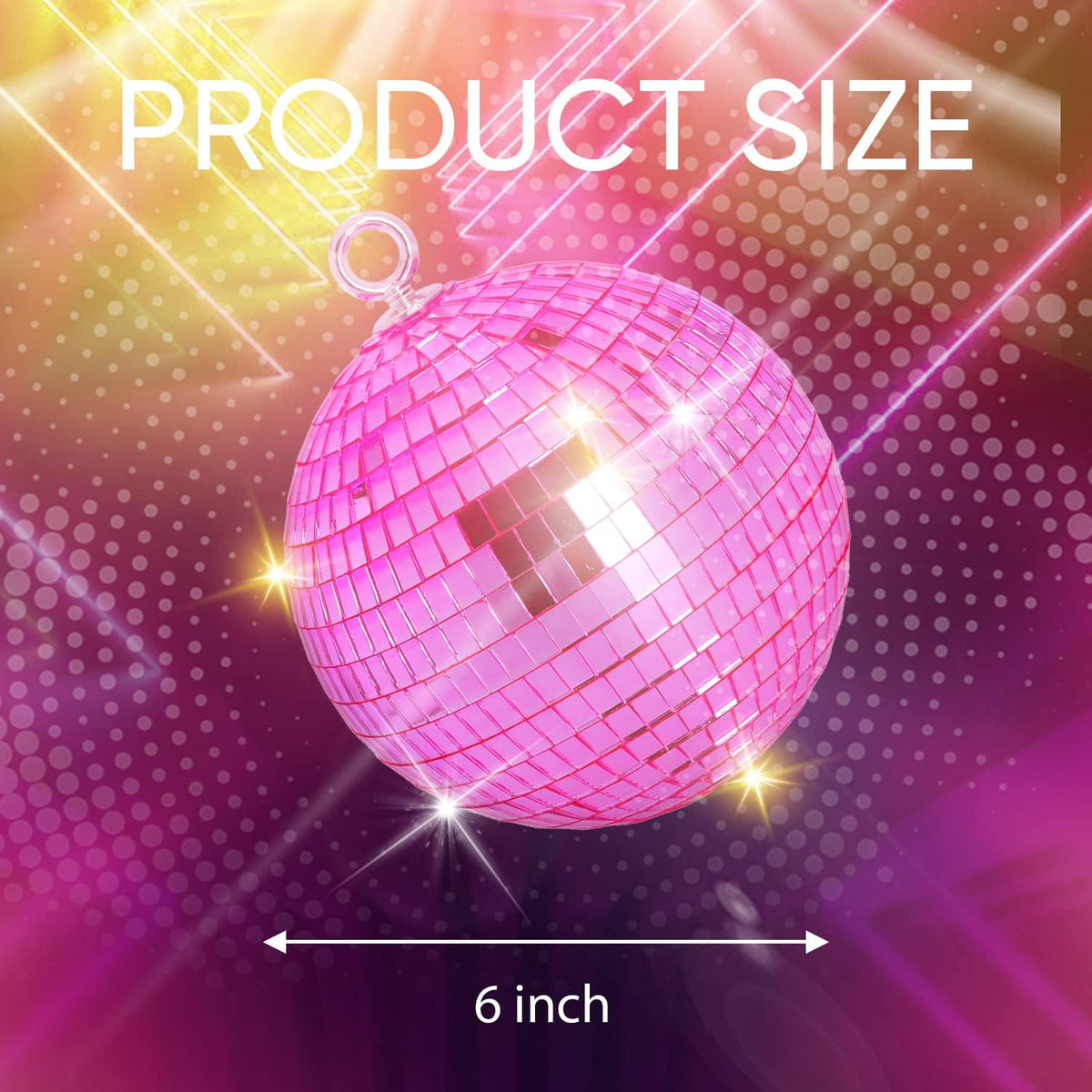 Pink Mirror Disco Ball 6 inch Small Reflects Light Mirror Ball with Hanging Rings for Party