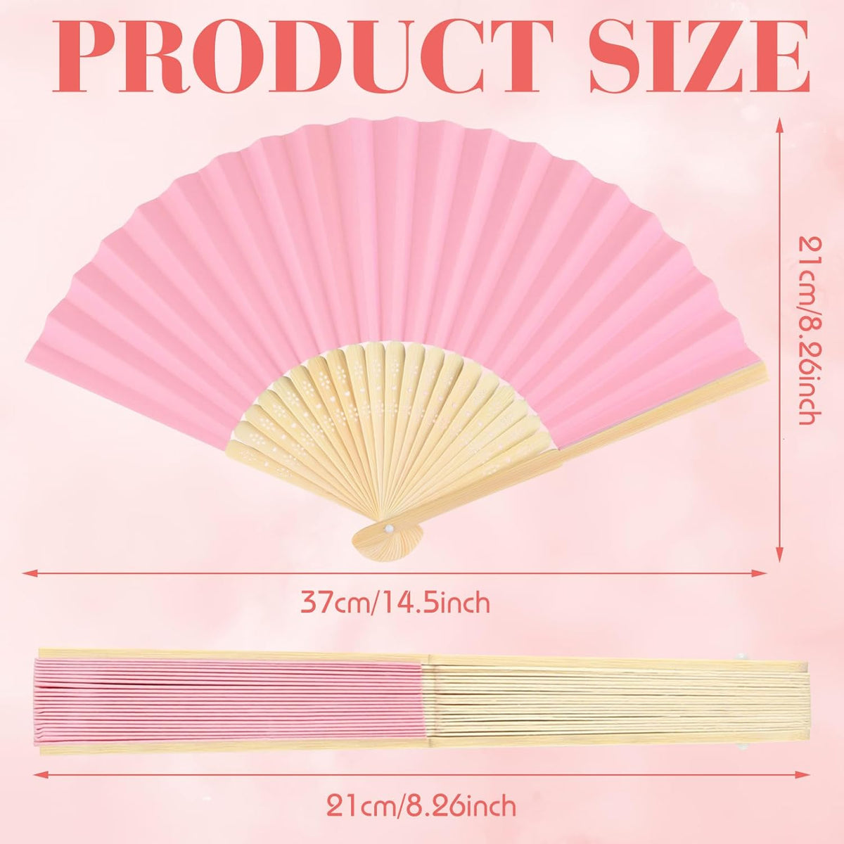 24 Pieces Hand Held Bamboo Folding Fans Paper Fans Handheld for Women Foldable Girls Wedding