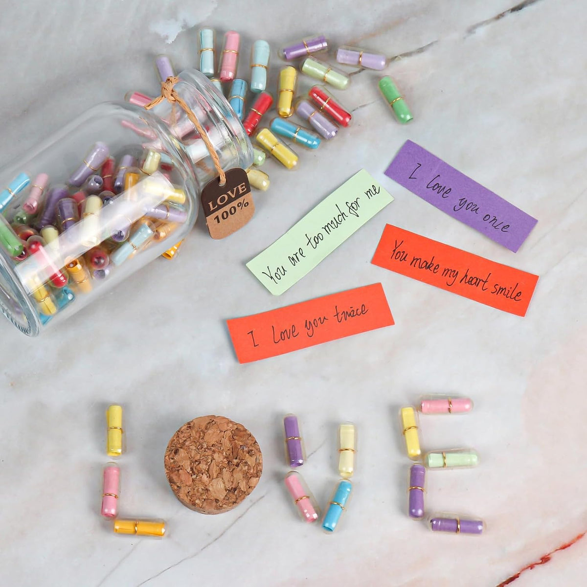 Capsule Letters Message in a Bottle,88pcs Message Pills Love Letter Gift for Boyfriend Girlfriend