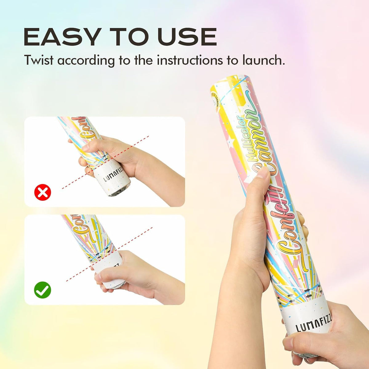 12 InchConfetti Biodegradable [6 Pack Confetti Cannons | Multicolor Confetti Poppers for Wedding