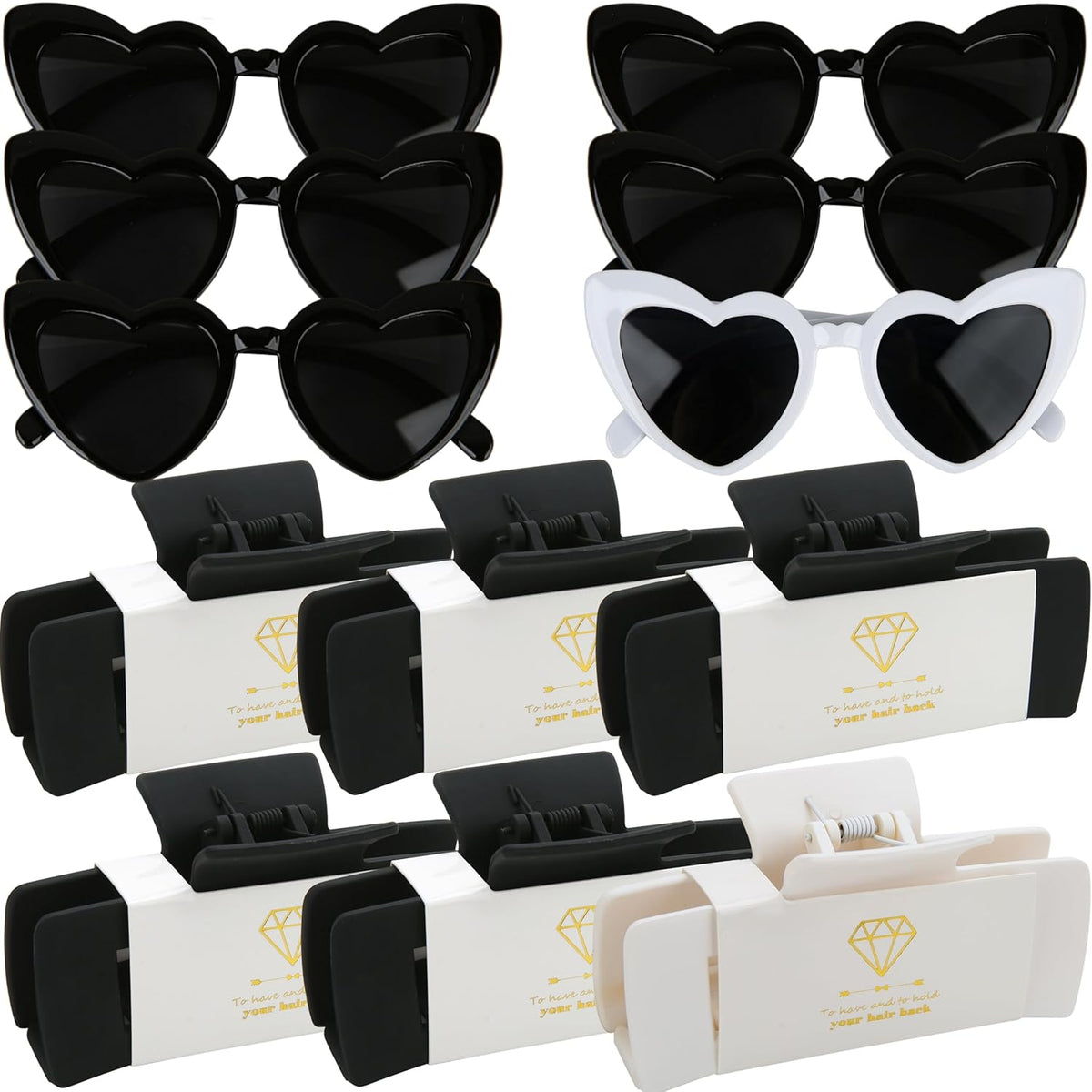 12pcs Bridesmaid Proposal Gifts 4.1inch square Bachelorette Claw Clips Sunglasses set of 12 Girls