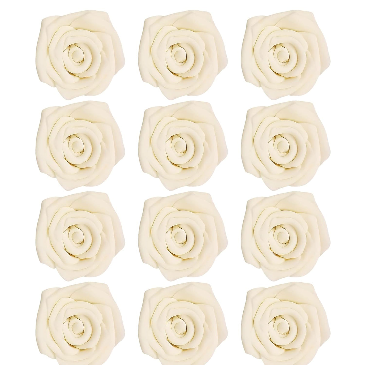 Confect Edible Ivory Rose Toppers – 12-Pack Classic Pearl Edible Roses for Cake, Cupcake Decorating