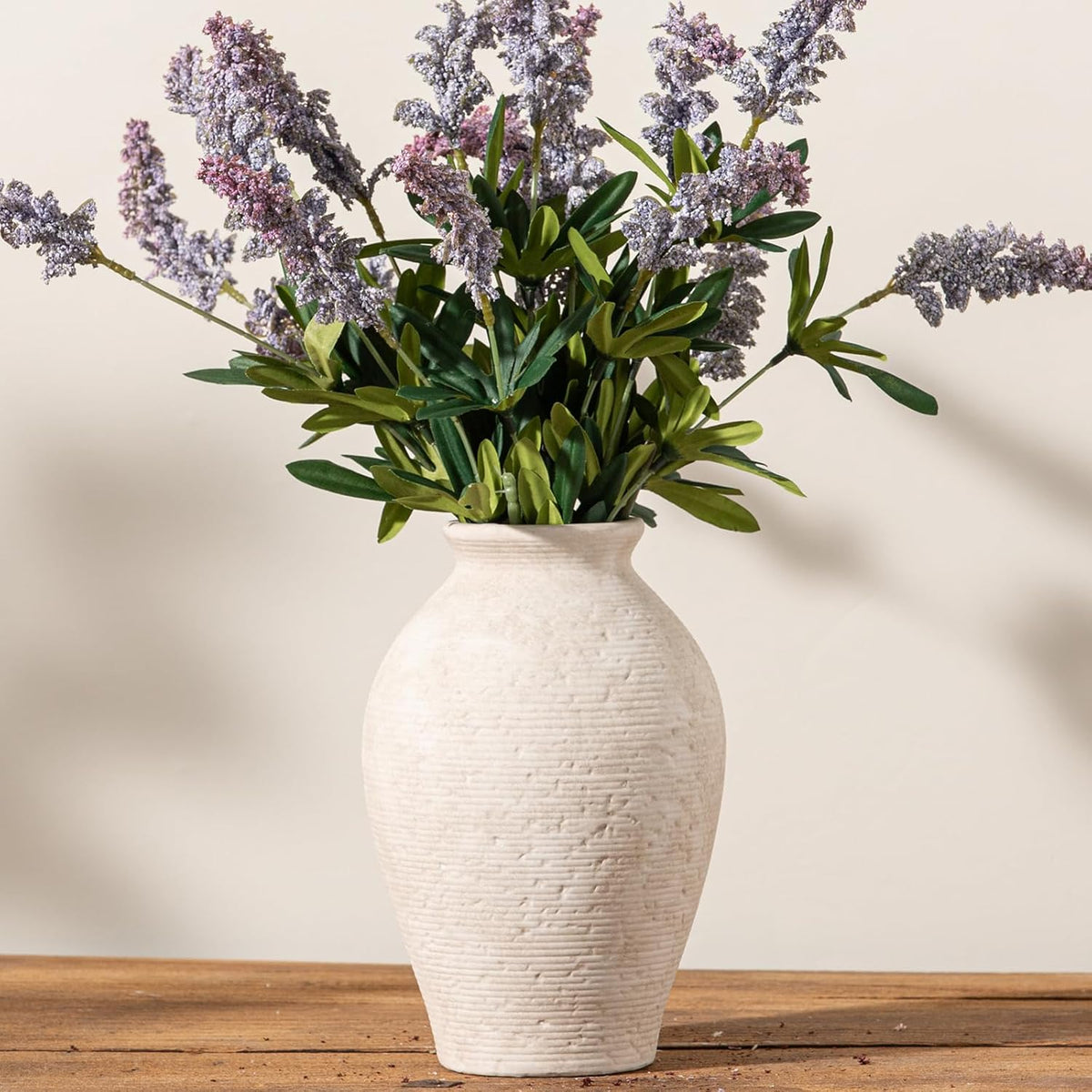 Ceramic Flower Vase Home Decor - Large Farmhouse Table Vases Rustic Vintage Living Room Kitchen