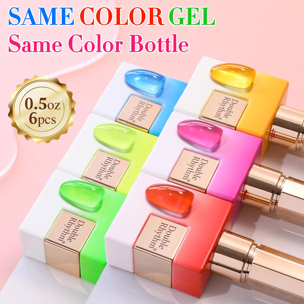 Double Rhythm 6 Pcs 15 ML Gel Polish Set Same Color Same Bottle Soak Off Gel Polish Kit Nail Art