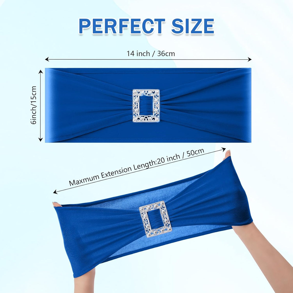 Joccun 120 PCS Spandex Chair Sashes Bows Stretch Chair Cover Band with Buckle Slider Universal