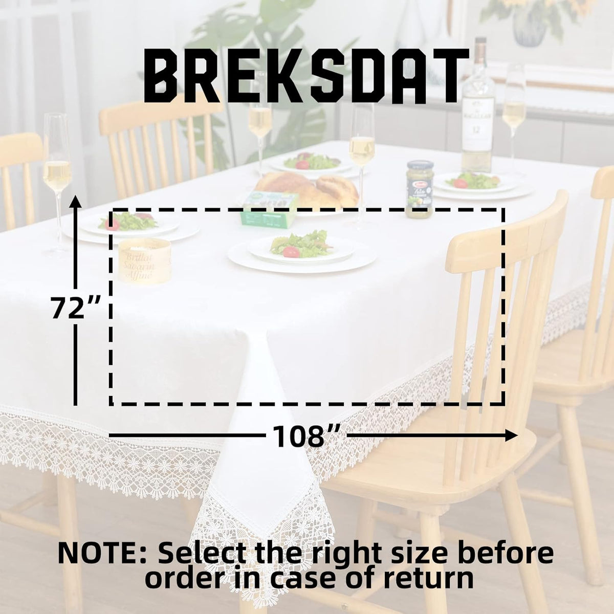White lace Premium Rectangle Farmhouse Tablecloth Waterproof OilProof SpillProof AntiShrink Soft