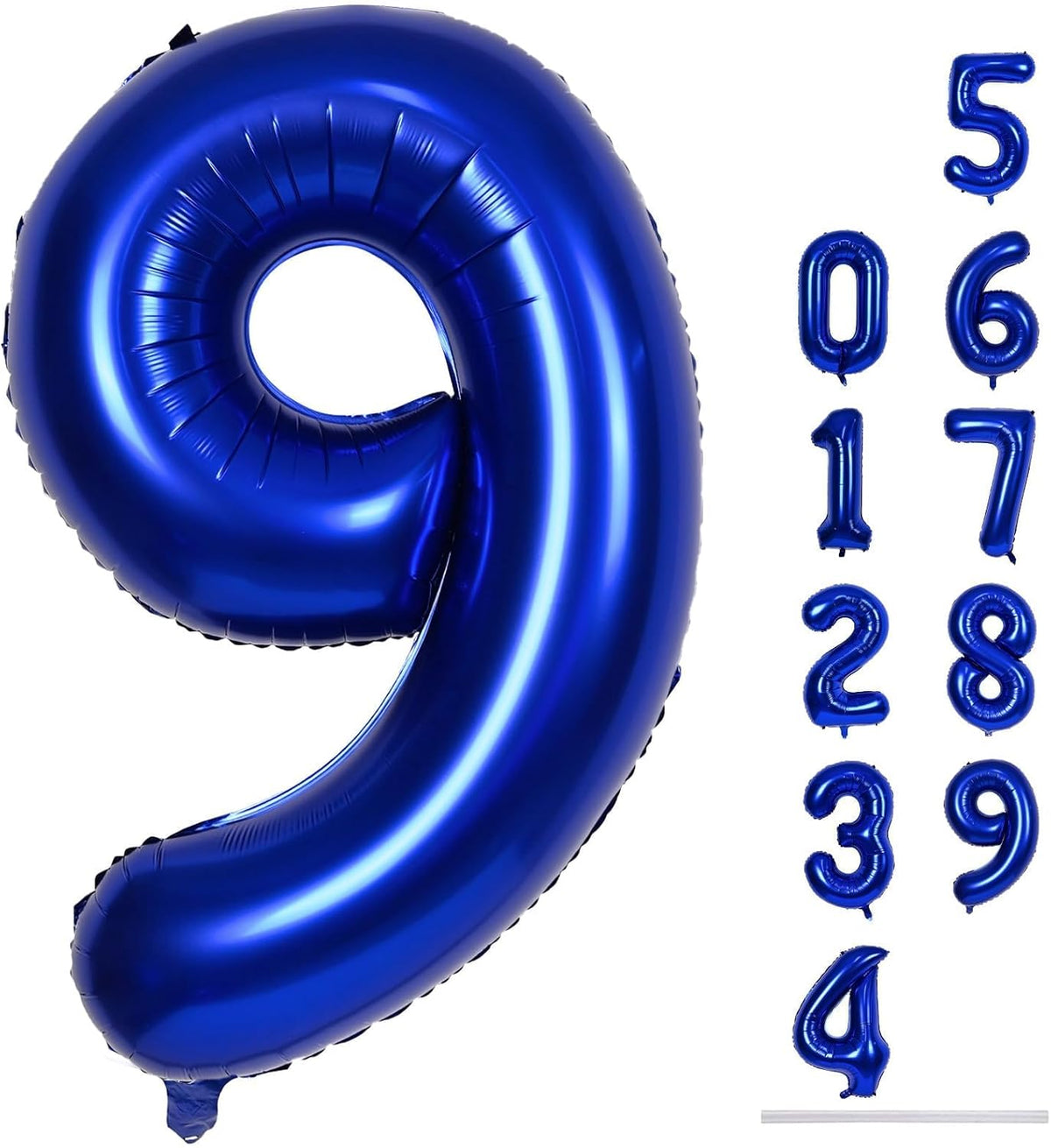 40 Inch Navy Blue Foil Balloon Number 9, Large Self Inflating Dark Blue Number Balloons 0-9 Helium