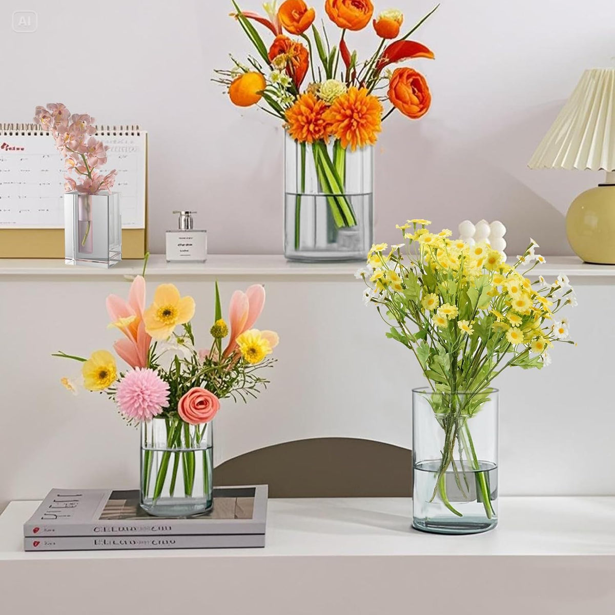36pcs Glass Vase Cylinder for Centerpieces Small Flower Glass Clear Home Decor Centerpiece Table