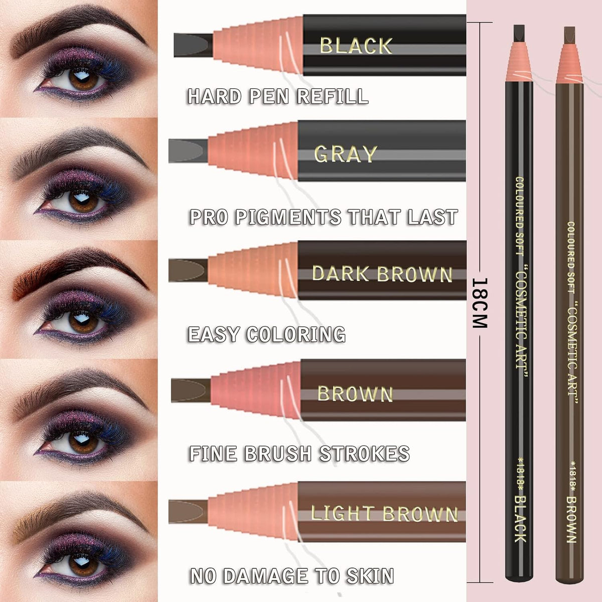 Eyebrow Pencils Brow Pencil Set For Marking, Filling And Outlining, Tattoo Makeup And Microblading