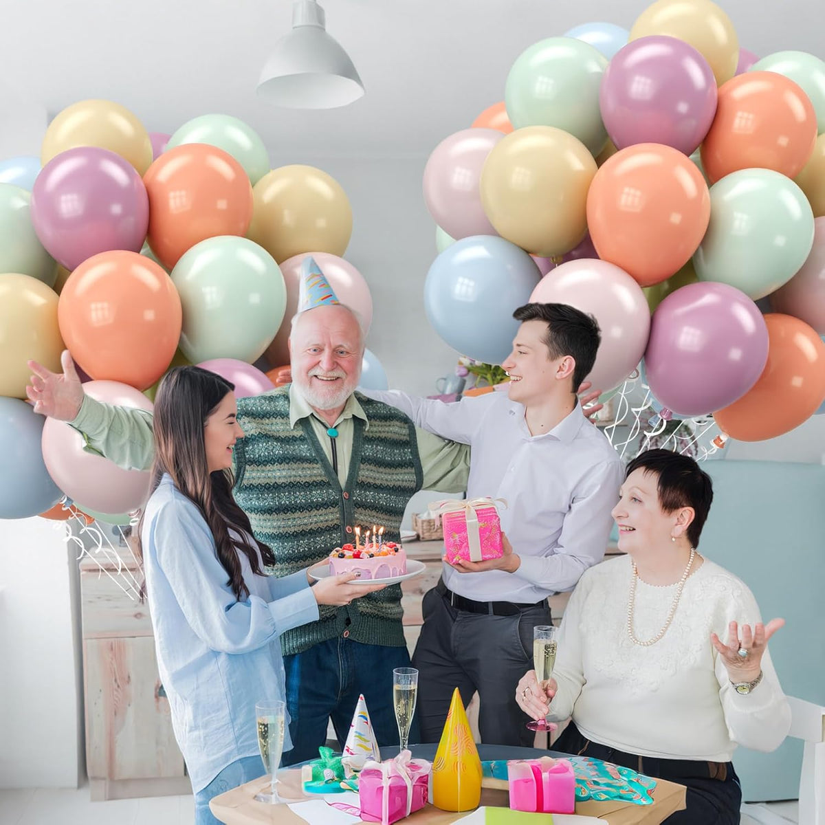 Pastel Retro Balloons, 12 Inch 6 Color Blue Purple Green Pink Beige Latex Party Balloon for