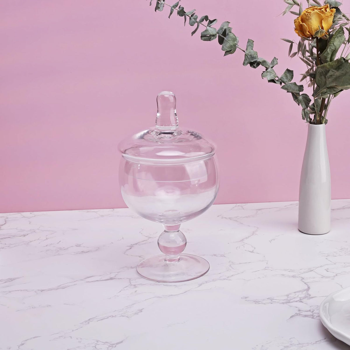 Glass Apothecary Jars with Lids, Small Storage Containers, Set of 3 Wide Mouth Storage Candy Jar