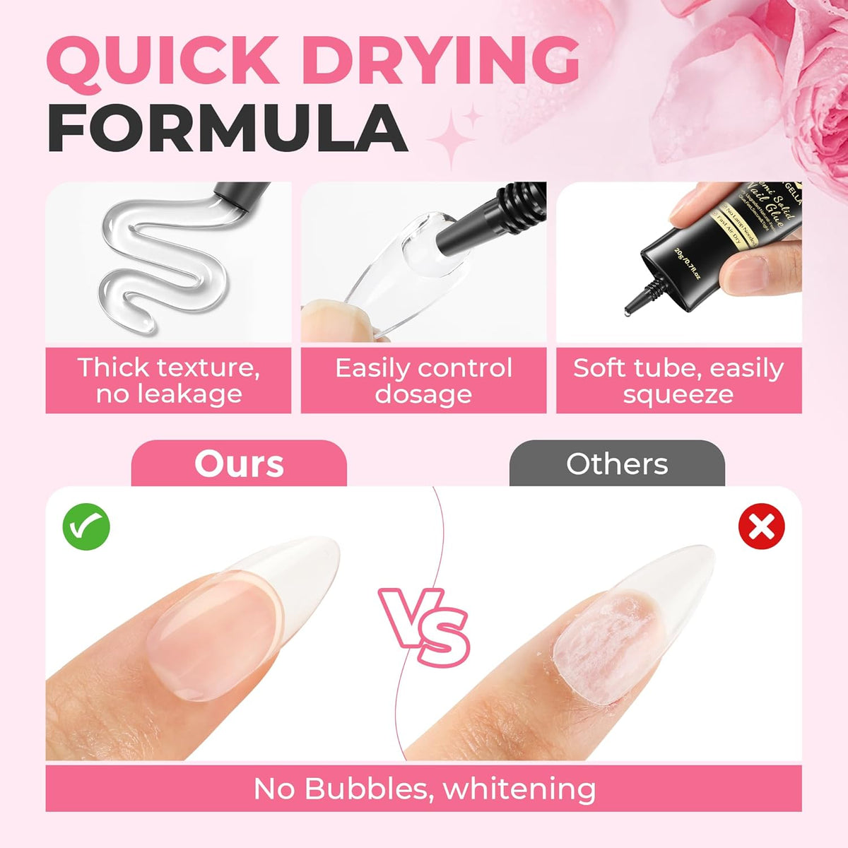 UNA GELLA Super Strong Nail Glue for Press On Nails: 20g, Soft Gel Nail Tips No Lamp Need