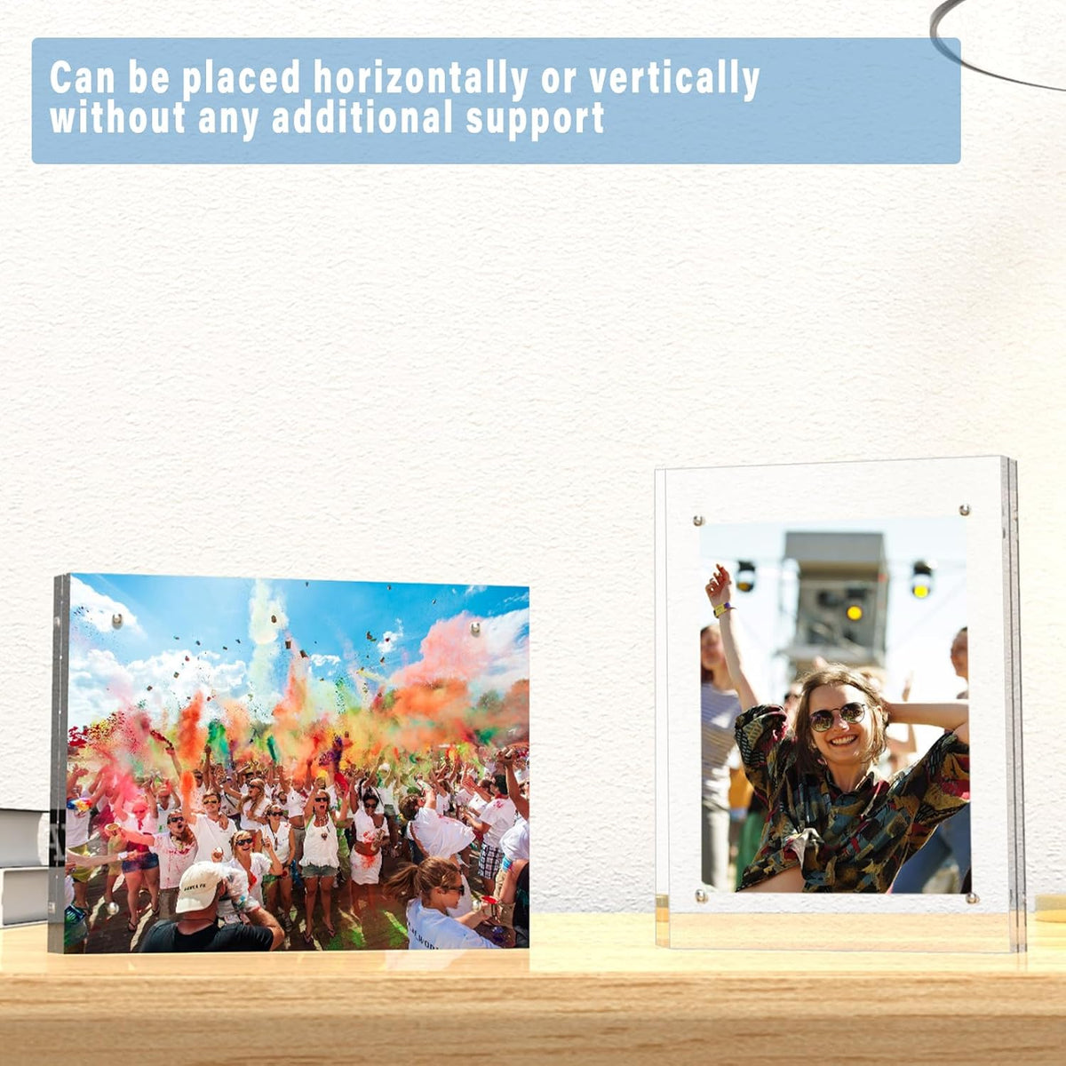 HELPLEX 5 Pack 6x8 Acrylic Picture Frames, 20mm Thicker Frameless Clear Double Sided Magnetic