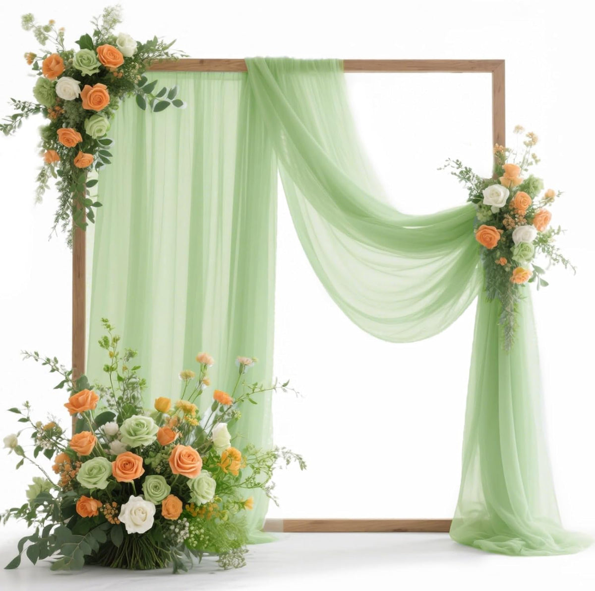 VOK Wedding Arch Draping Fabric Chiffon Fabric, 29in x 18Ft 2 Panels Sheer Chiffon Outdoor Curtain