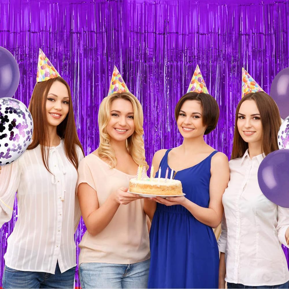 BEISHIDA 2 Pcs Light Purple Violet Door Streamers Tinsel Curtain Party Streamers Backdrop Fringe