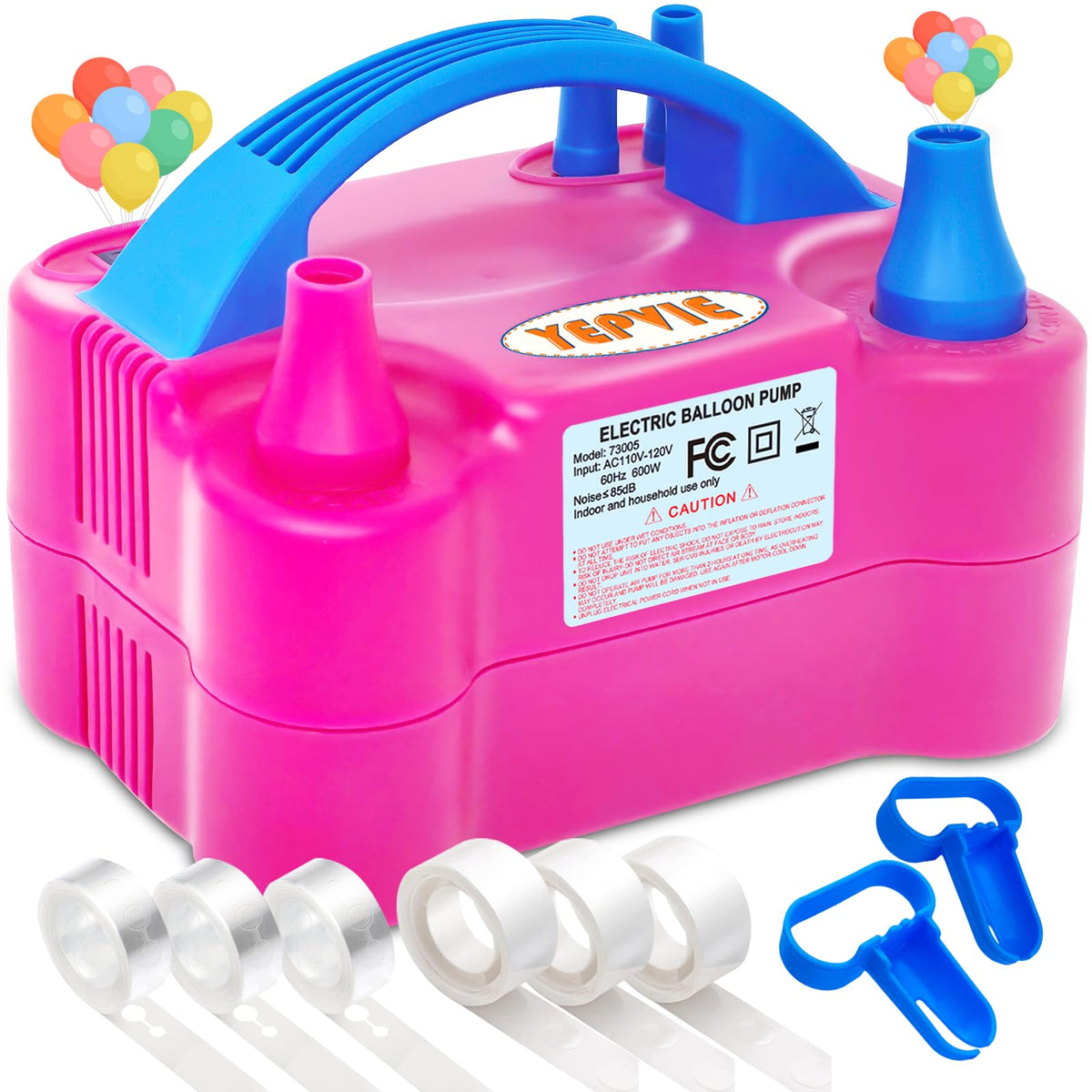 YEPVIE Balloon Pump Electric, 600W Professional Balloon Inflator with 8 Balloon Arch Kits, 2 Modes