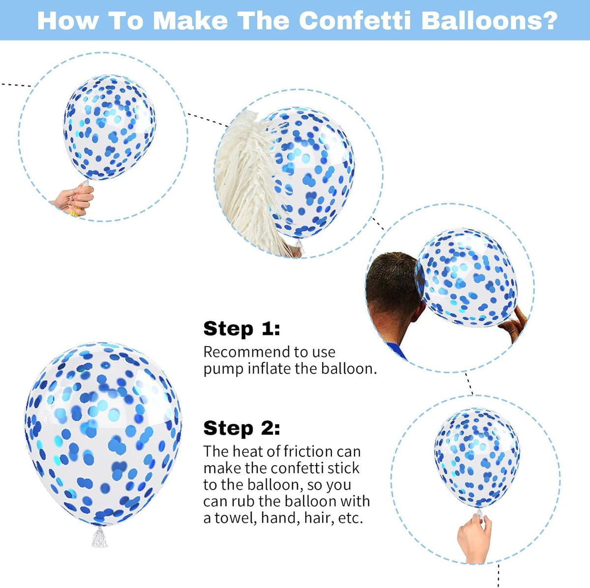 Blue and Gold Balloons, 60Pcs 12Inch Navy Pearl Party Balloons With Metallic Helium Balloon
