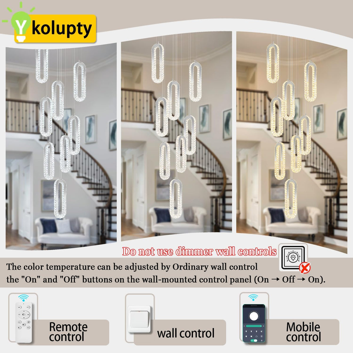 8 Rings Crystal Chandelier,H 118" Modern Silver Pendant Light Luxury Foyer Lighting Fixture High