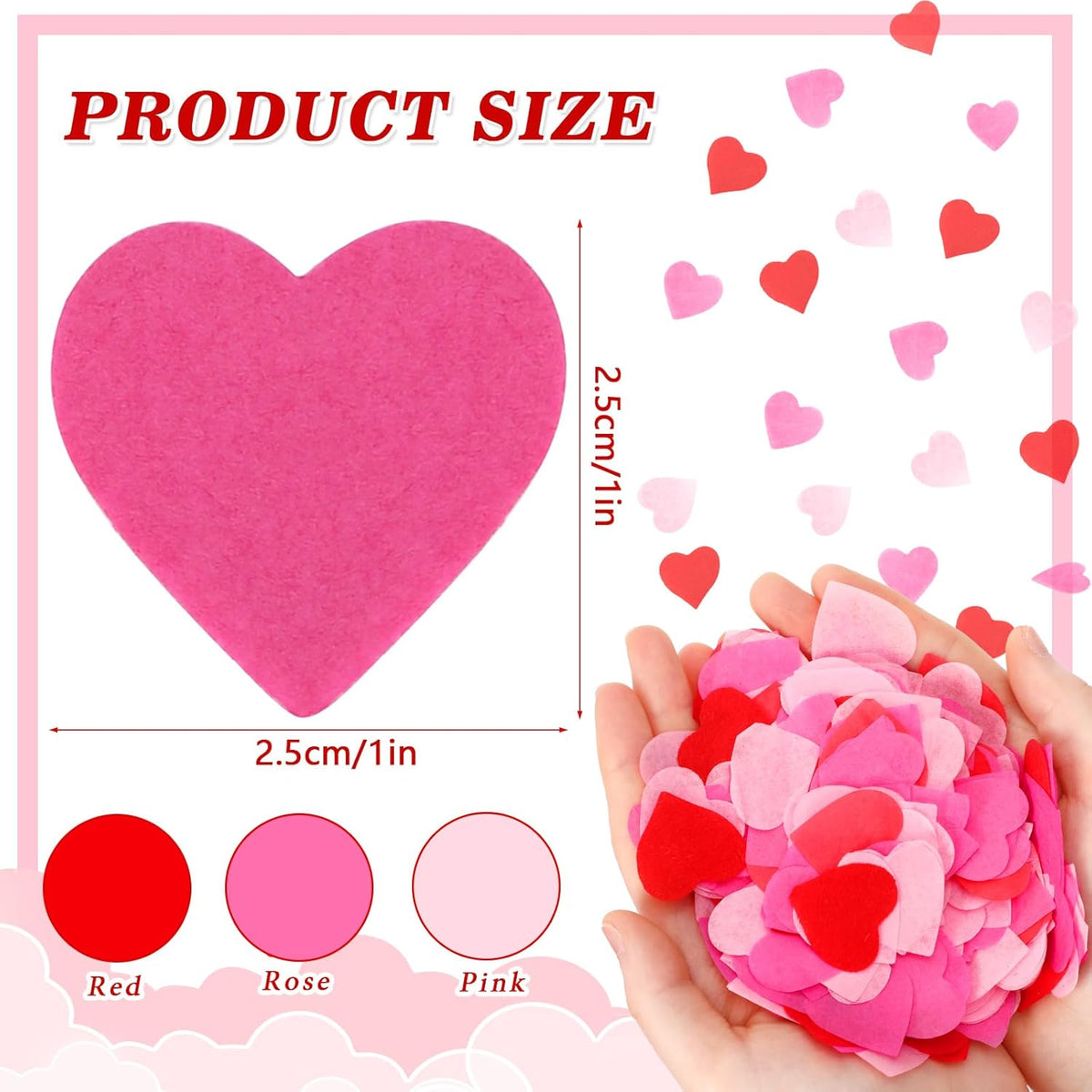 MARFOREVER Valentine's Day Heart Paper Confetti, Red Heart Tissue Decorations Valentine Party