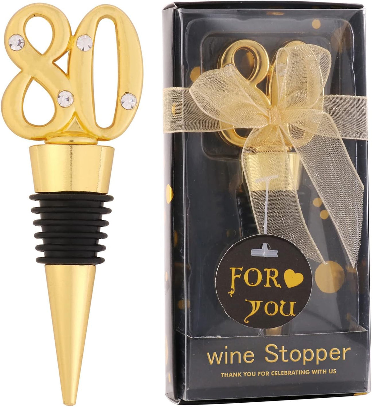 24 Pack 80th Birthday Favors For Guests-80 Years Old Wine Bottle Stoppers With Gift Box For 80th