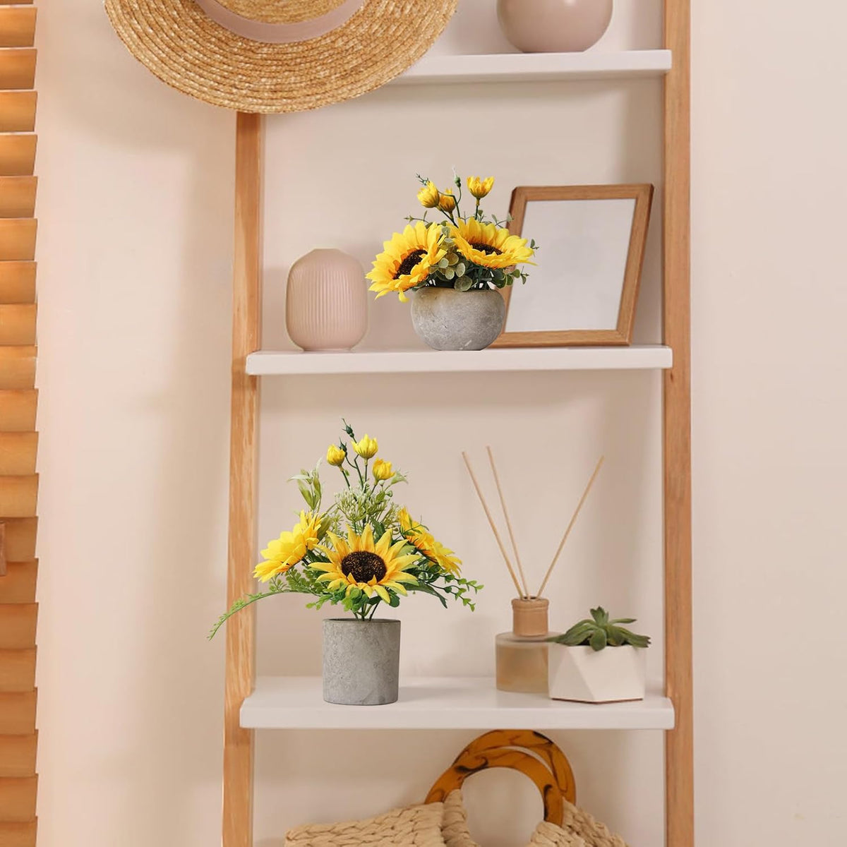 Leftover Sunflower Artificial Flowers Pot,Sunflower Decor,Flower Centerpieces for Tables,Fake