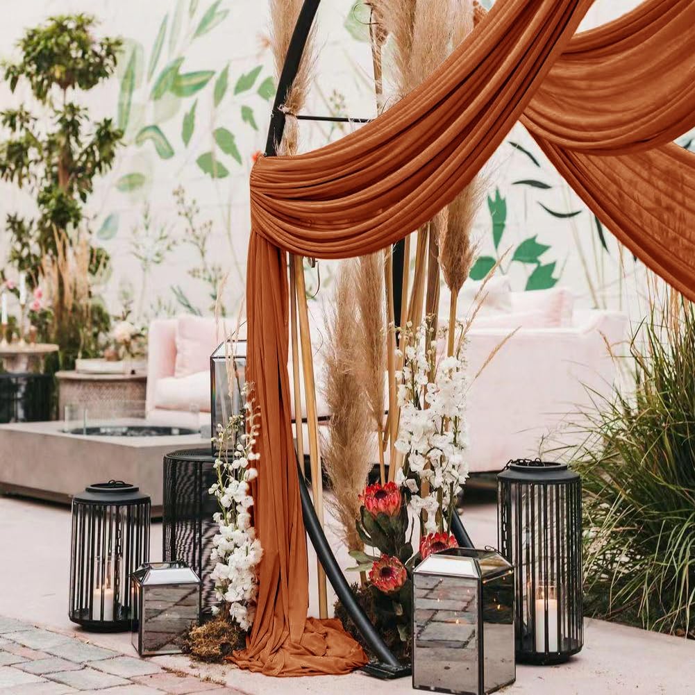 Wedding Arch Draping Fabric 1 Panel 30'' x 18FT Terracotta Sheer Chiffon Arch Drapery for Photo