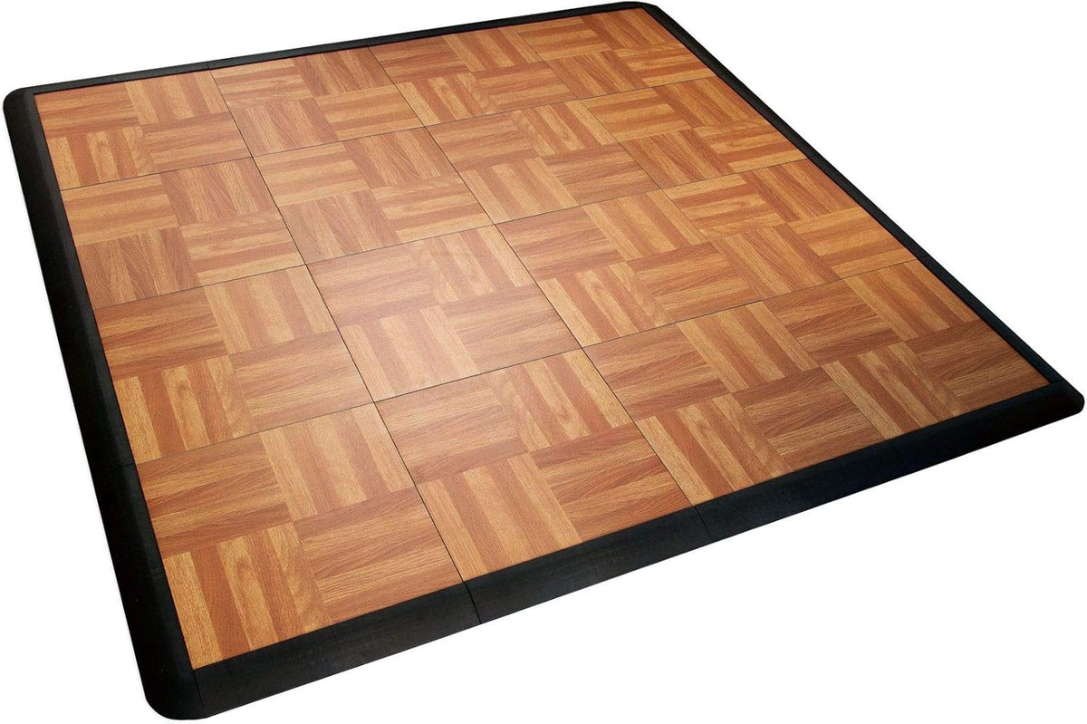 Big Floors 4X4OAKFLOOR Interlocking Lightweight Plastic Modular Dance Floor Kit (4' x 4'), Oak, 32