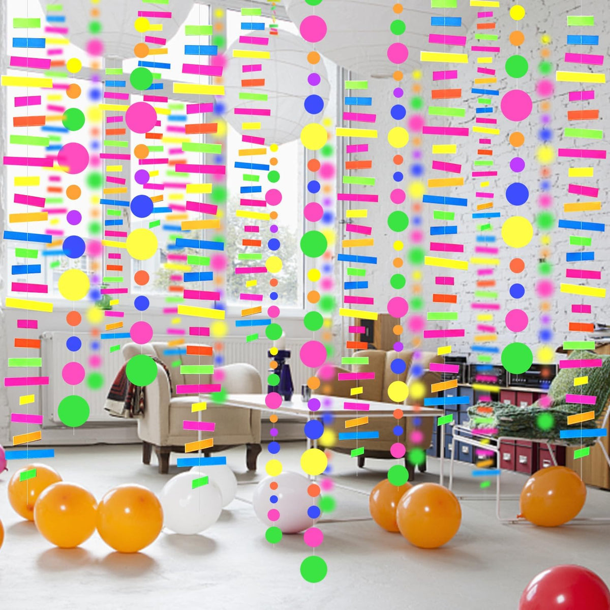 703feet UV Paper Neon Garland Neon Streamers Glow in The Dark Glow Party Supplies and Decorations