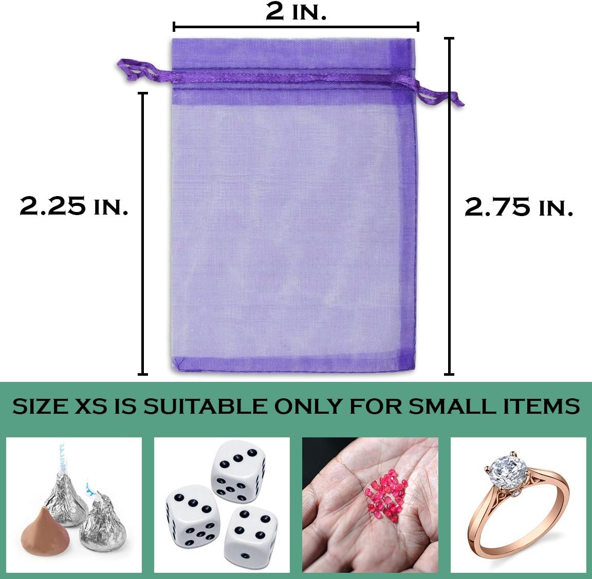 TheDisplayGuys 48-Pack 2" x 2-3/4" Purple Sheer Organza Gift Bags with Drawstring, Goodie Bags for