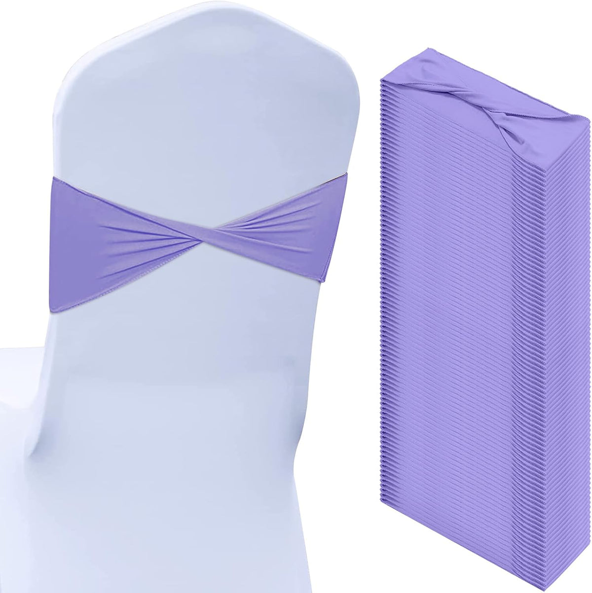 Kinlop 50 Pcs Spandex Chair Sashes Bows Chair Bands Slider Sashes for Covers Elastic Bands Ties