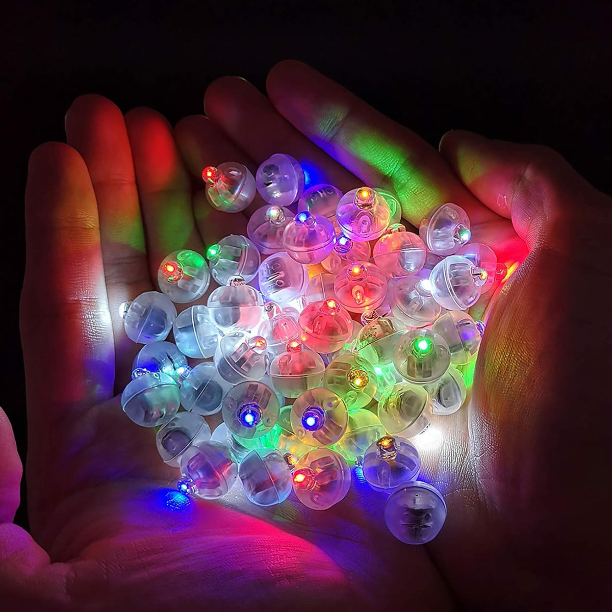 100pcs Multicolor LED Balloon Lights, Rainbow Colored Round Led Flash Mini Ball Lights for Paper
