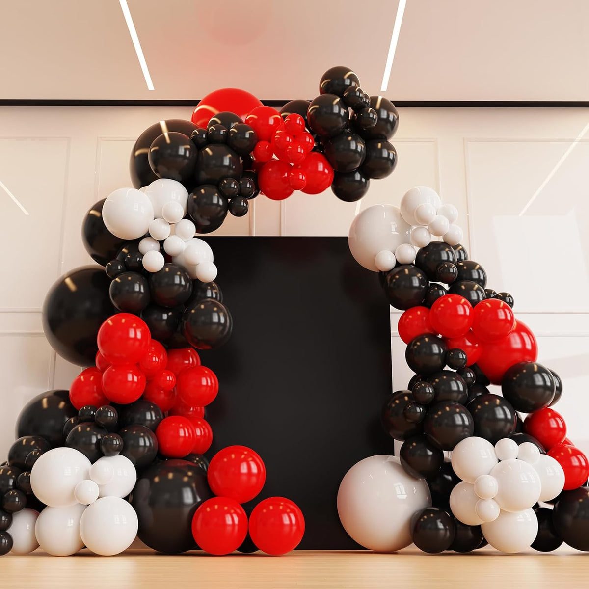 Red and Black Balloons,132pcs Red Black and White Balloons Garland Arch Kit with Different Size for