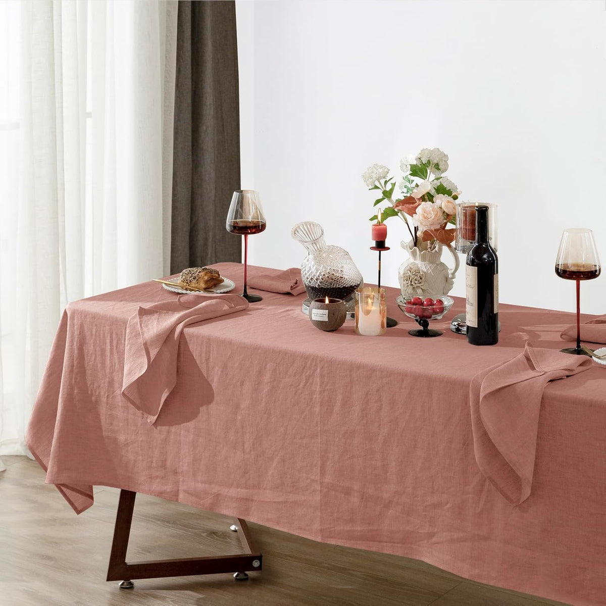 Talasily Linen Tablecloth 100% Pure Linen Table Cloth 60x120 Inches Rectangle Tablecloths Washable
