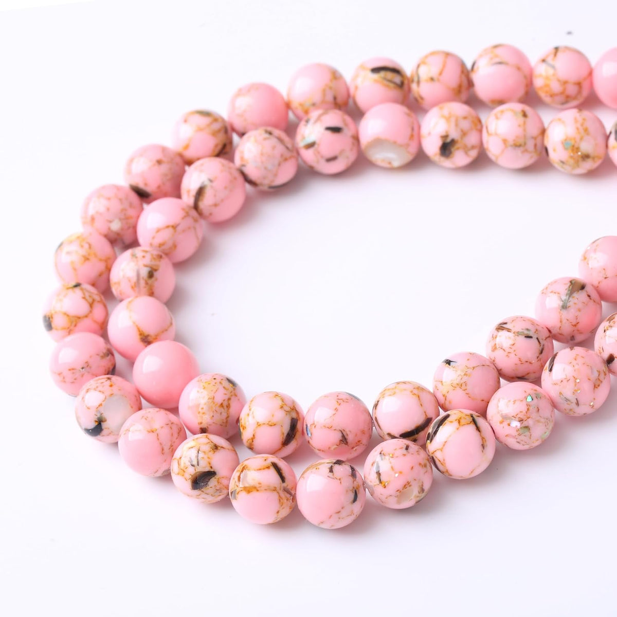 Pink Shell Turquoise Stone Beads Gemstone Round Crystal Energy Jade Beads Stone Beads for Jewelry