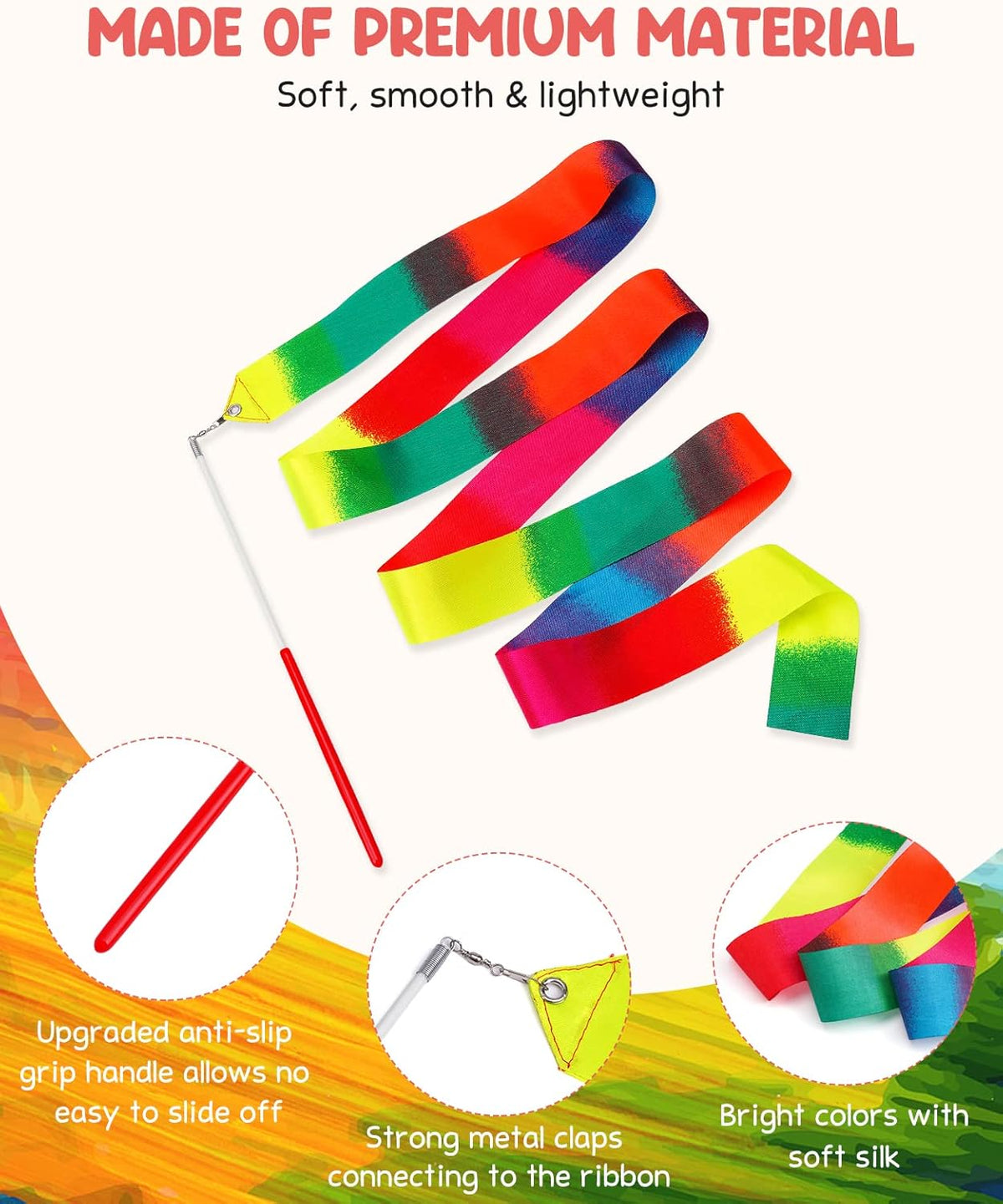 JoyCat 24 Pack Dance Ribbon Streamers,Rainbow Decorations,Goodie Bag Stuffers,Princess Party
