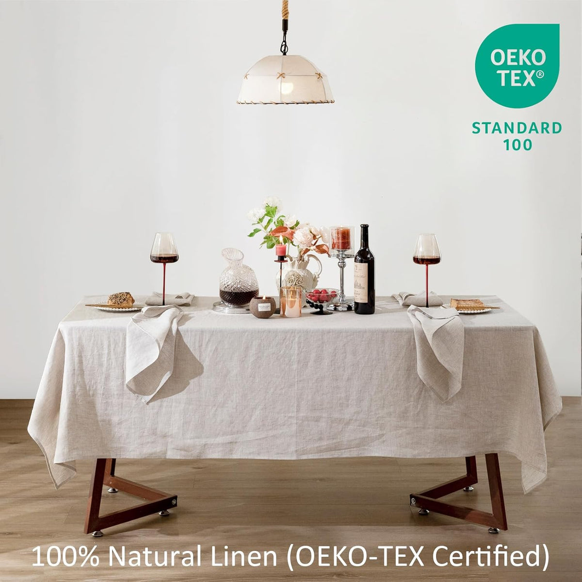 Talasily Linen Tablecloth 100% Pure Linen Table Cloth 60x132 Inches Rectangle Tablecloths Washable