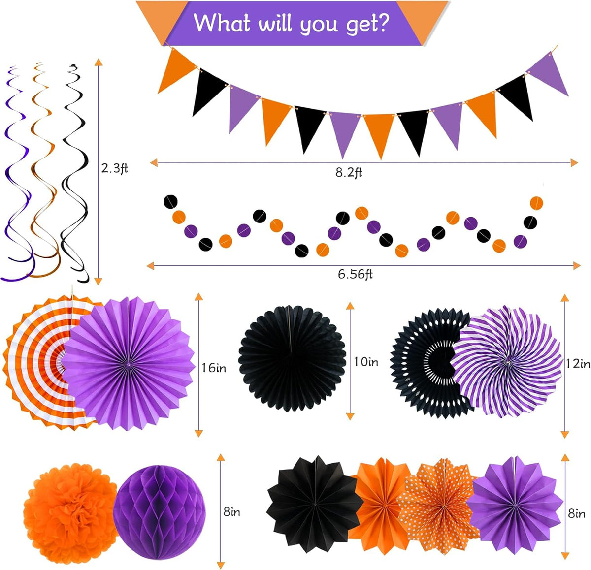 Halloween Party Decorations Paper Fans, Graduation Season Hanging Glitter Triangle Flags Banner