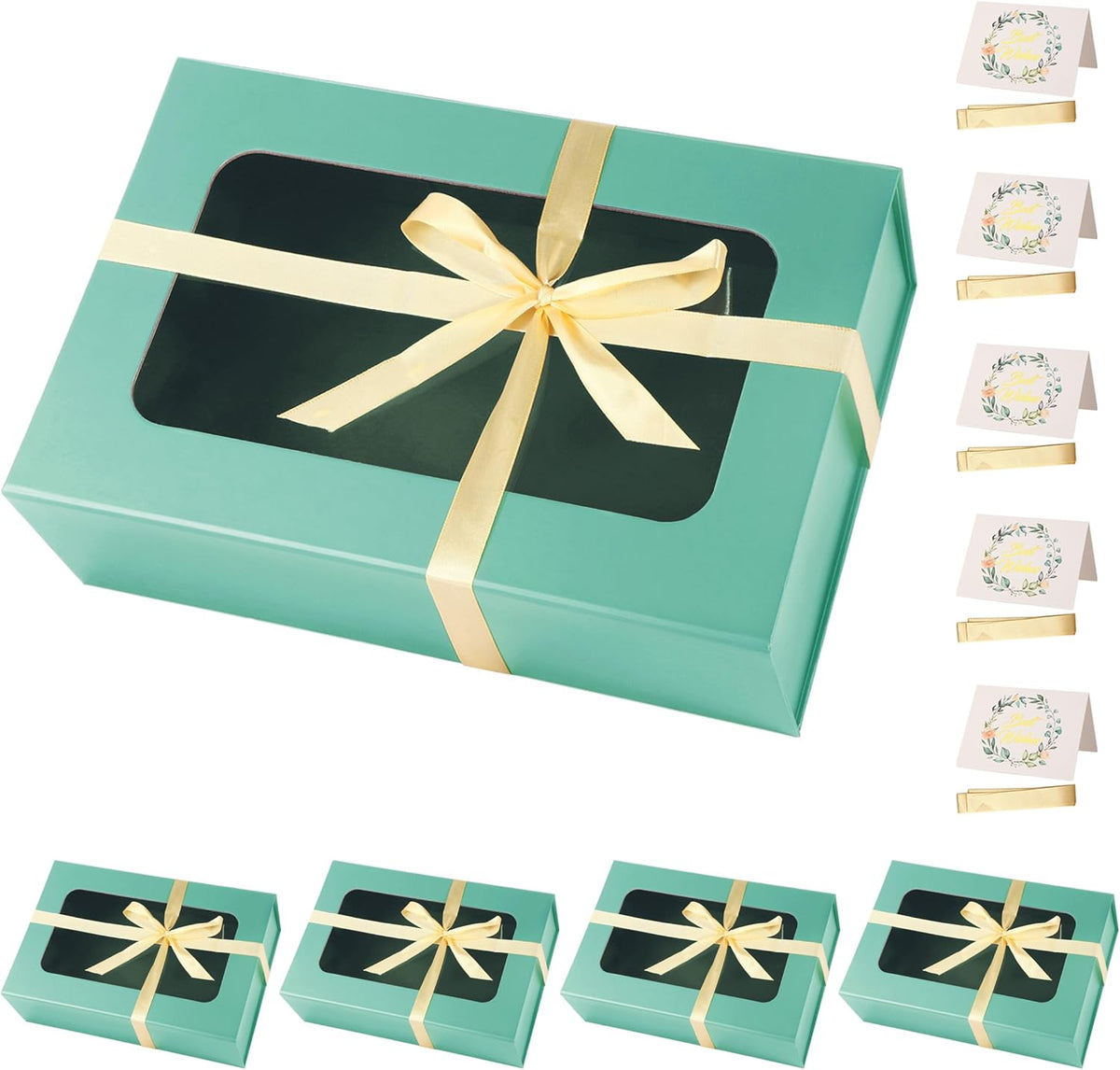 Light Green Large Gift Boxes with Window, 13.5"x9"x4.3" Bridesmaid Boxe for Gift Giving,Birthday