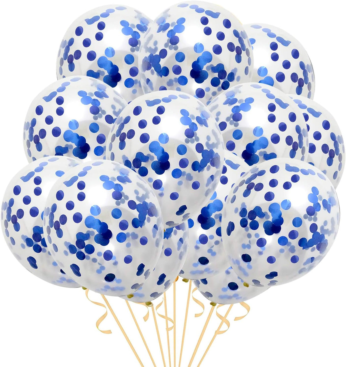 Blue Confetti Balloons 40 pack, 12 inch Transparent Party Balloons with Confetti for Graduation